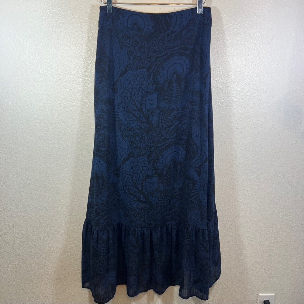 SCOTCH & SODA Navy Boho Midi Skirt High Low Ruffle Hem Size M - Picture 4 of 9